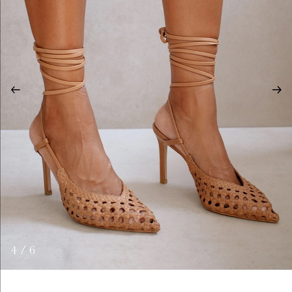 Sandstorm Tan Woven Slingback Laceup Sandal